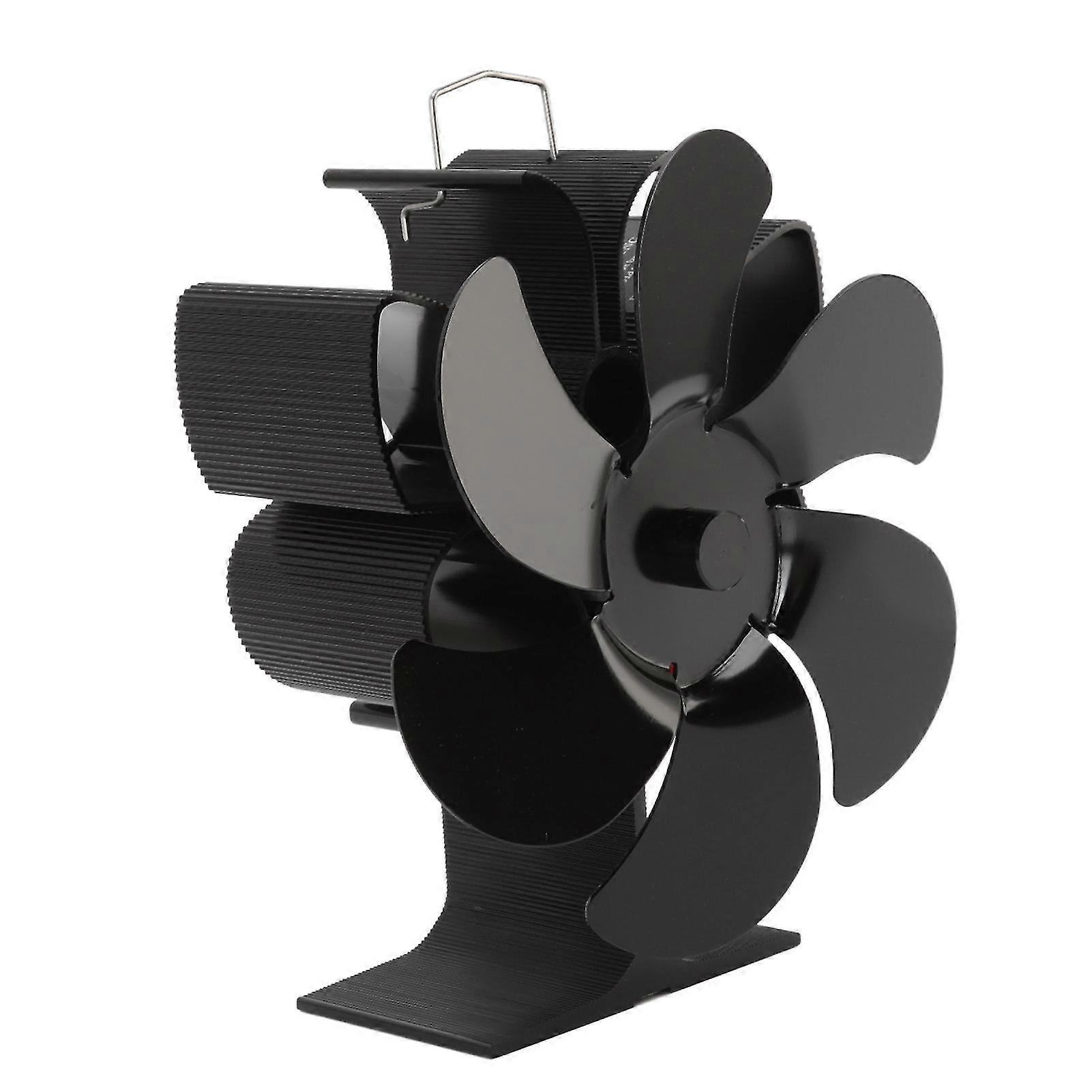 Black Stove Fan with 6 Blades for Enhanced Airflow and Quiet Operation
