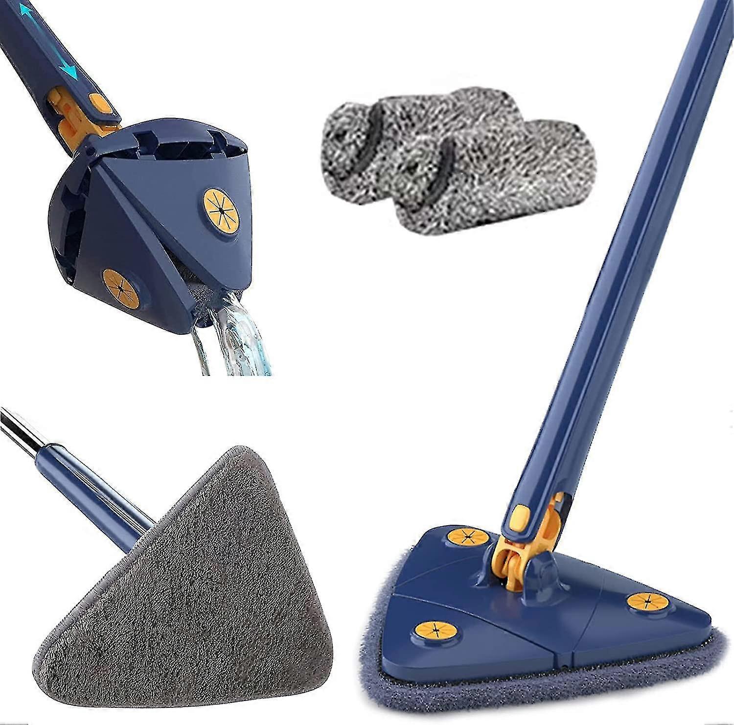 360 Rotatable Adjustable Cleaning Mop Long Handle Triangular Mop Reusable Spin Mop Stainless Steel Handle Mop