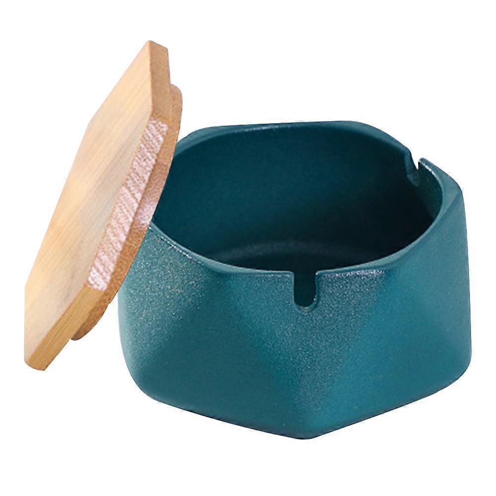 Ceramic Ashtray with Lid-Windproof Design & Geometric Shape-Portable
