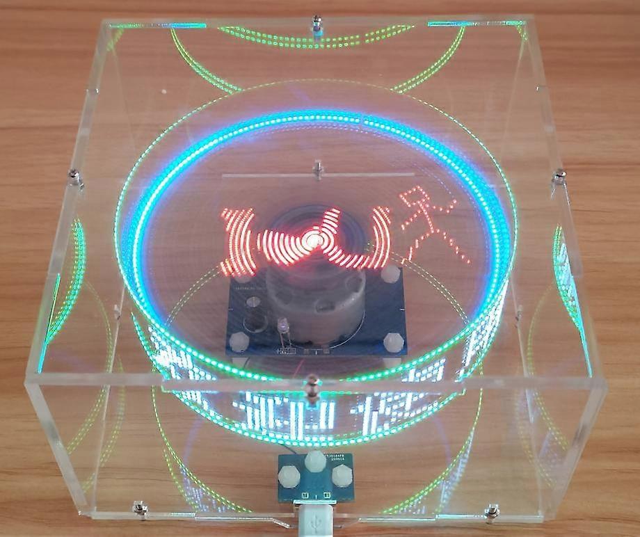 Rotating LED Display Finished Model with Temperature Display Custom Pattern Clock DIY Rotating Creative Gift