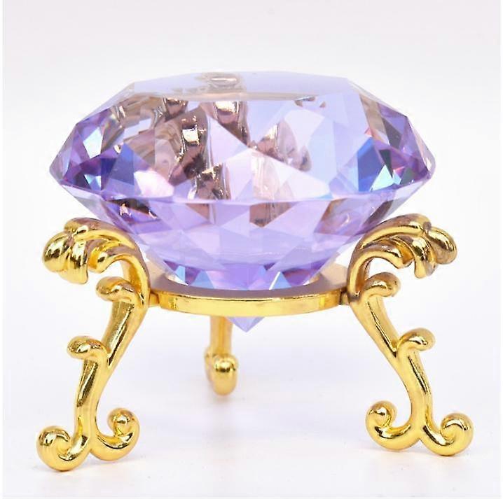 Cristallo Vetro Diamante Metallo Stand Home Decor Ufficio Decorazioni Apertura Regalo Crystal Craft, 80mm Vetro di Cristallo Trasparente con Supporto, Diamanti di Finto Vetro 1