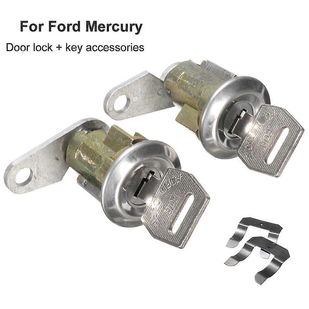 Metal replacement door lock cylinder with 2 keys, 2 predict, assembly for Ford Mercury Truck Car, 2 pieces