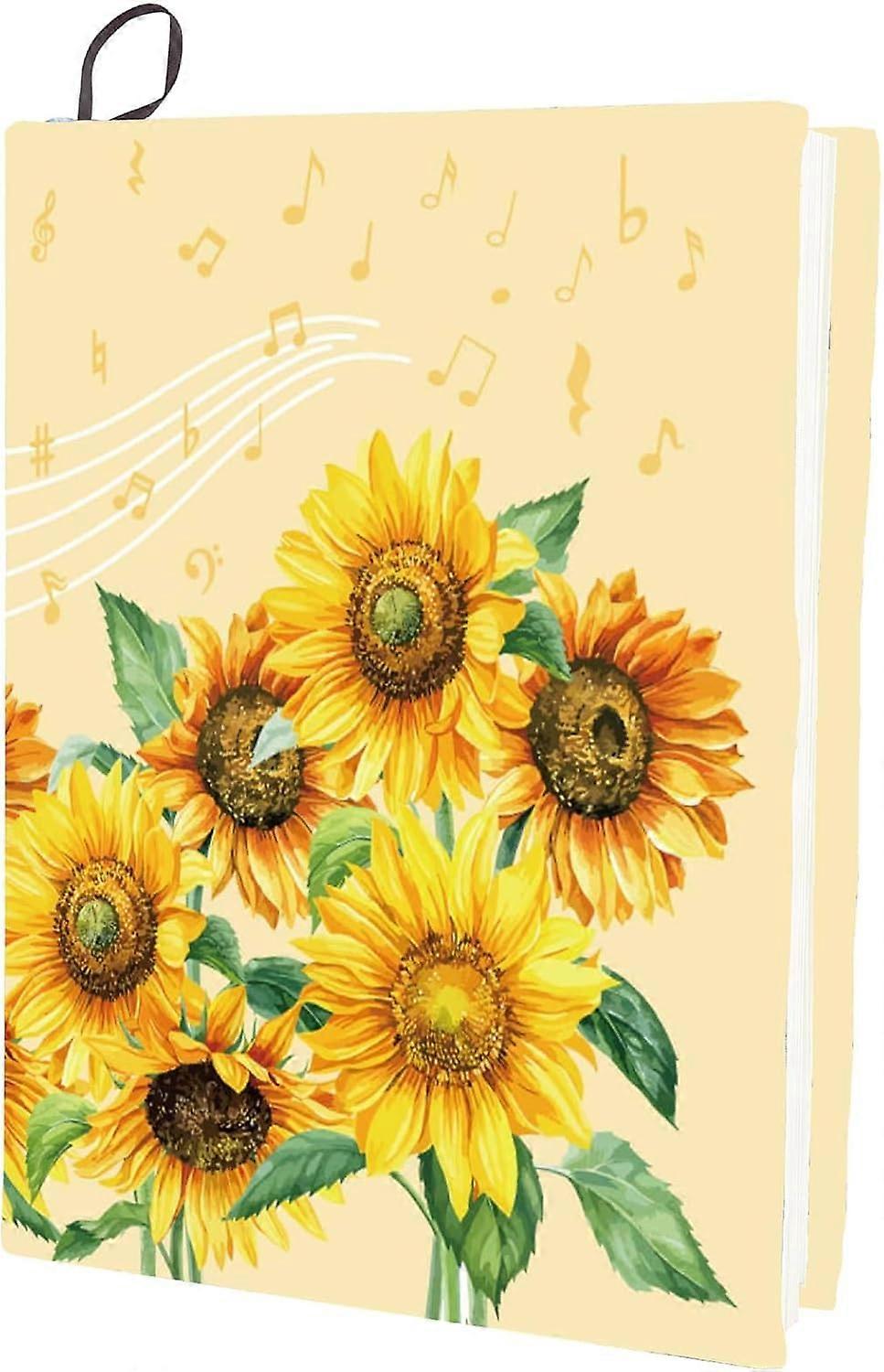 Sunflower Stretchable Book Cover Yellow Floral Flower Washable Reusable Large Nylon Cloth Polyester Book Protector 9.4x15.7 Inch Elastic Notebook Wrap