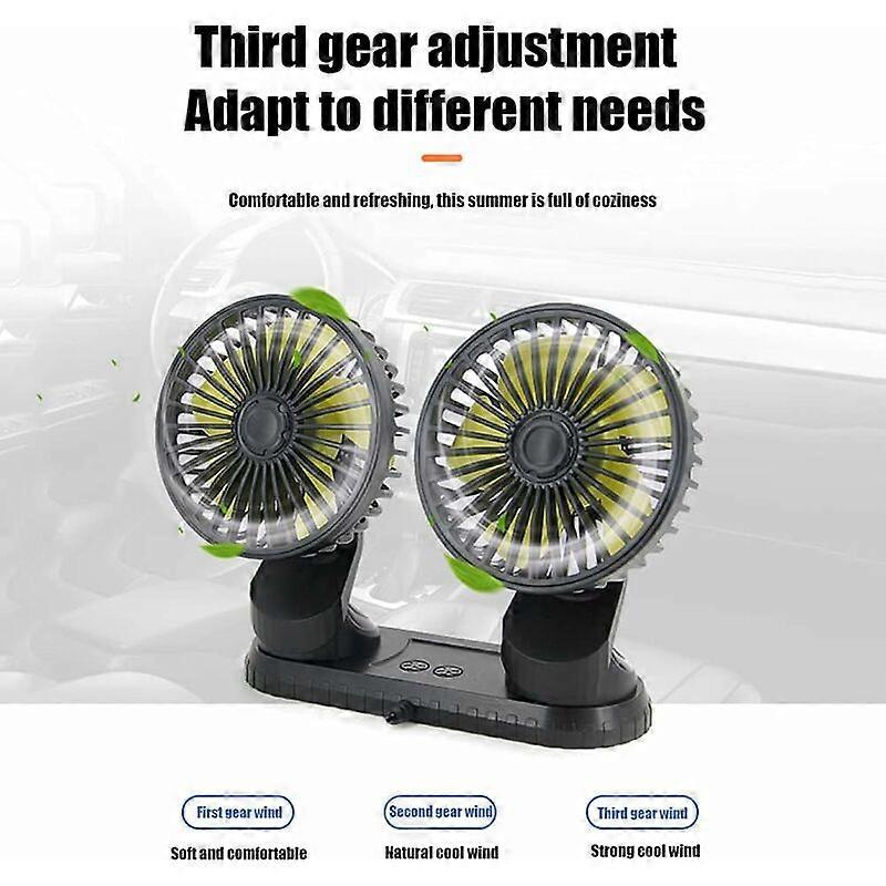 Ventilateur De Voiture USB à Fixer Sur Appui-Tête - 360°, 3 Vitesses, Puissant - Pour Passagers Arrière