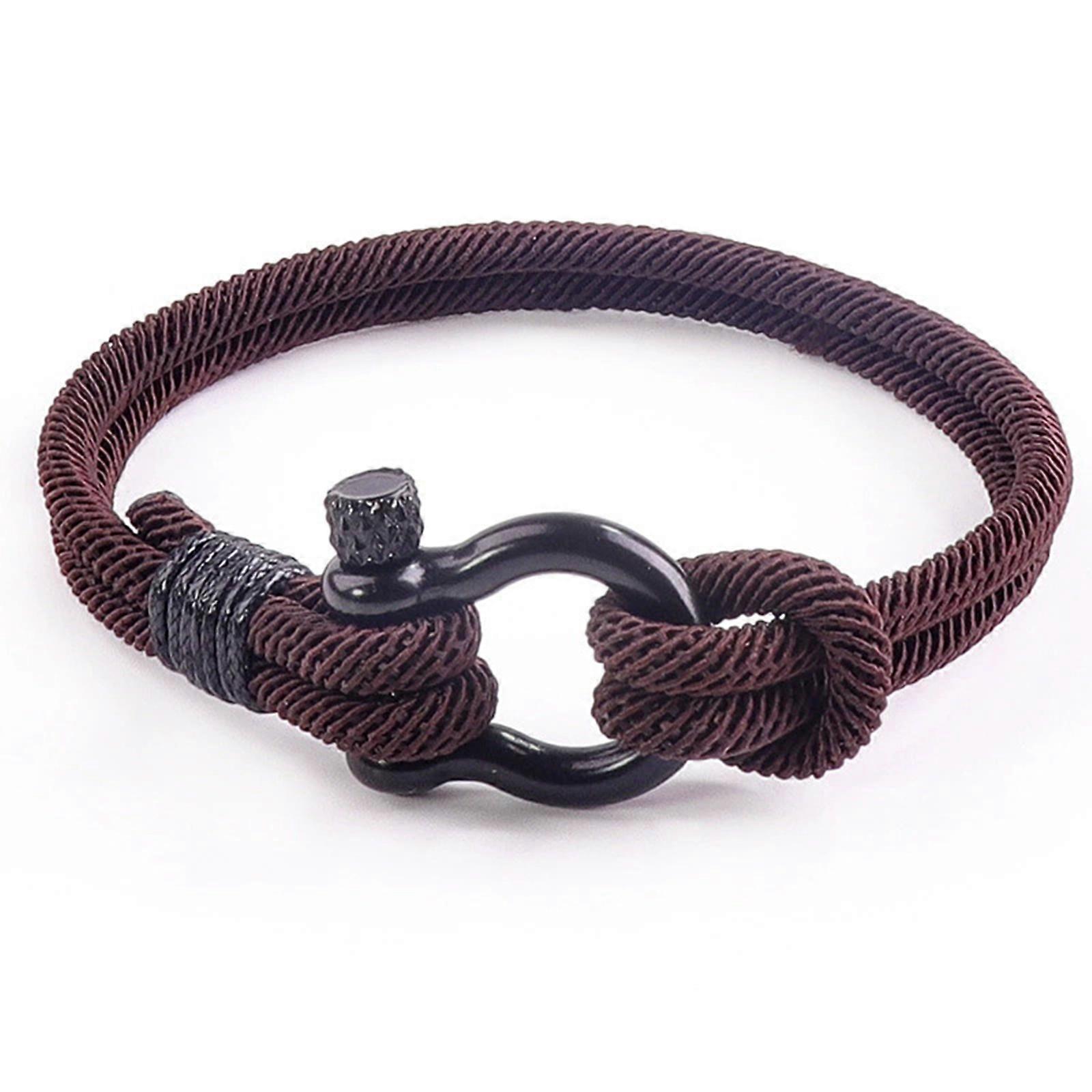 Nautical Bracelet Handmade Nautical Men"s Bracelet With Black Titanium Steel Shackle Men"s Rope