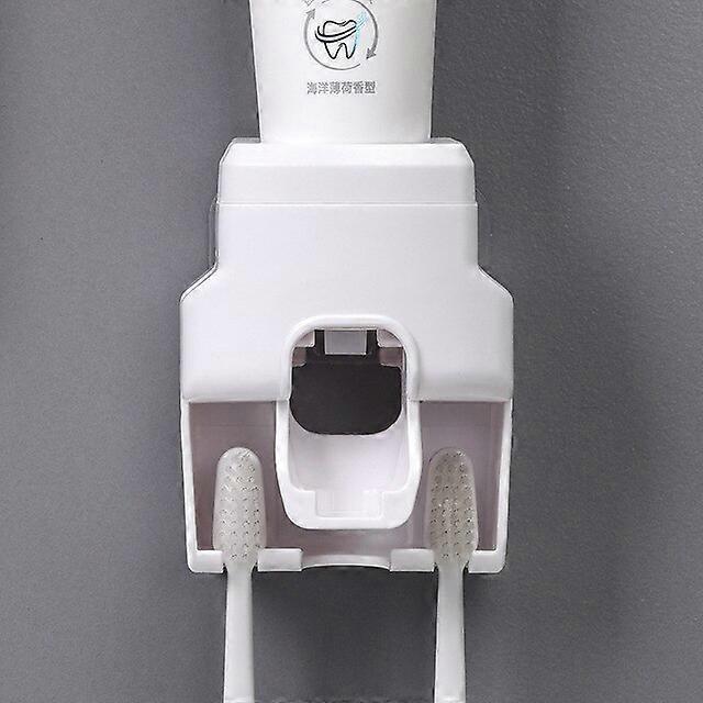 Toothbrush Holder Set Toothpaste Dispenser Wall Mount Stand Bathroom Accessories Set Rolling Automatic Squeezer Family Hygienic Toothbrushes