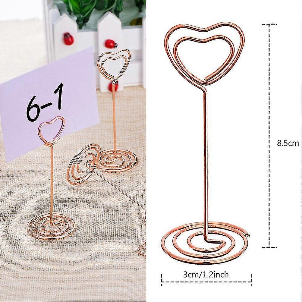 6 Pcs Gold Place Card Holder Heart Shape Clips Spiral Menu Holder Clip Table Number Holders