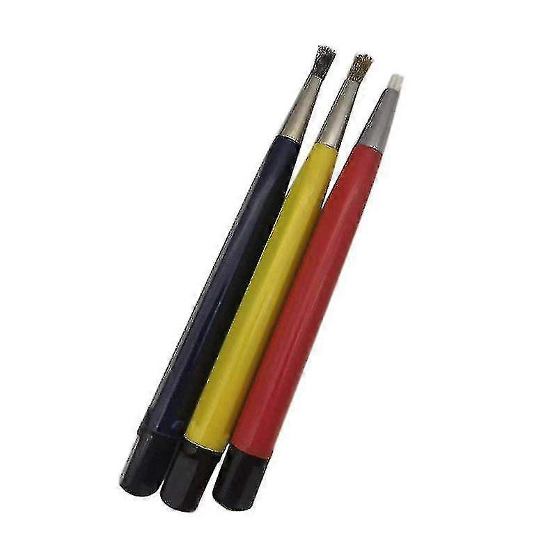 3pcs/set Fiberglass Brass Steel Scratch Brush Pen Polish Clean Rust Dirt Remover Watch Tool