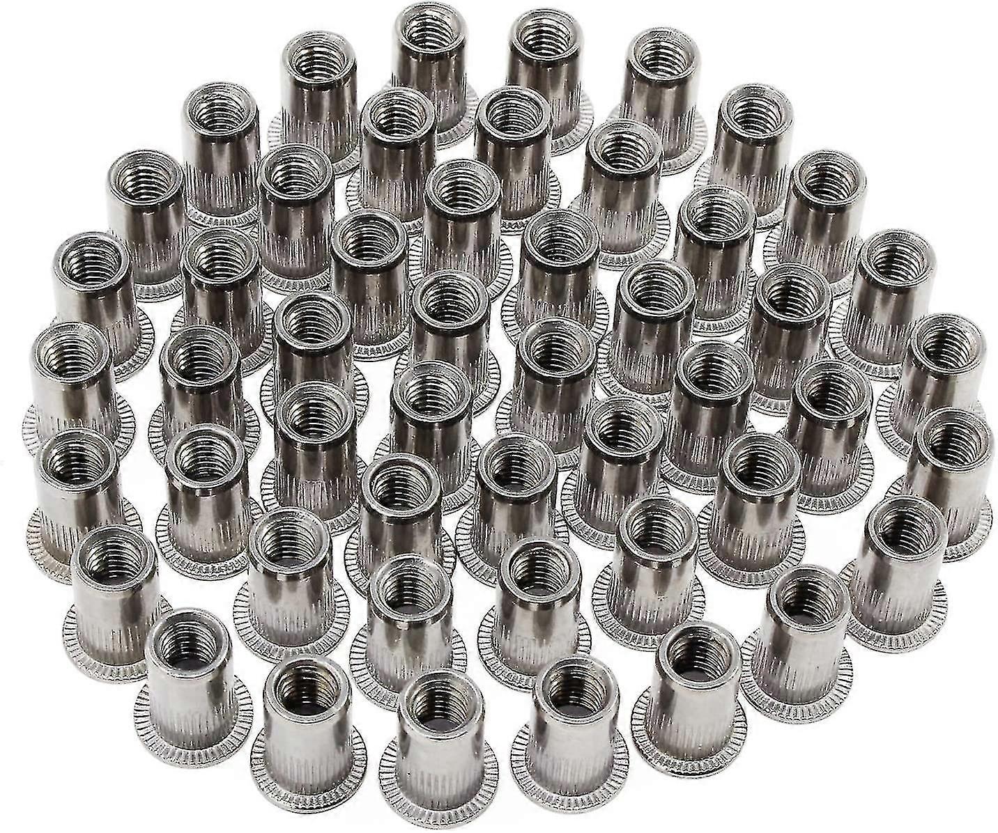 50 Pack, M6 type rustfrit stål nittemøtrik