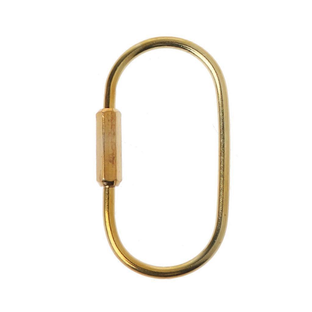 Durable Brass Screw Lock Keychain Simple Brass Key Chain Ellipse Oval Shape Key Ring Lock Clip Key Holders for Men Women