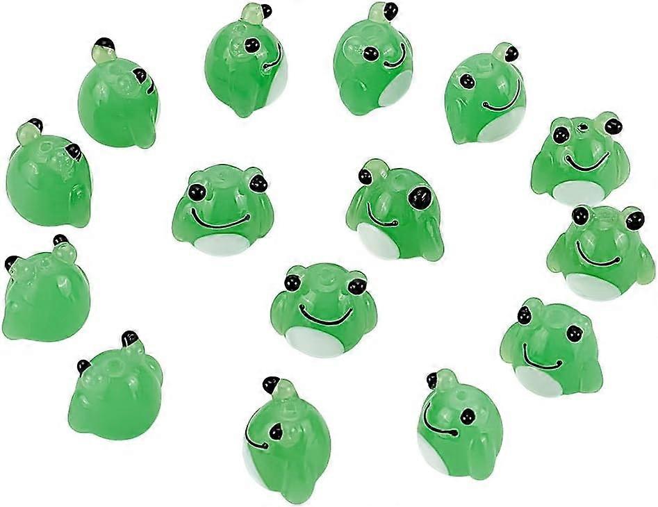 15pcs Lampwork Beads Frog Green 12x15mm