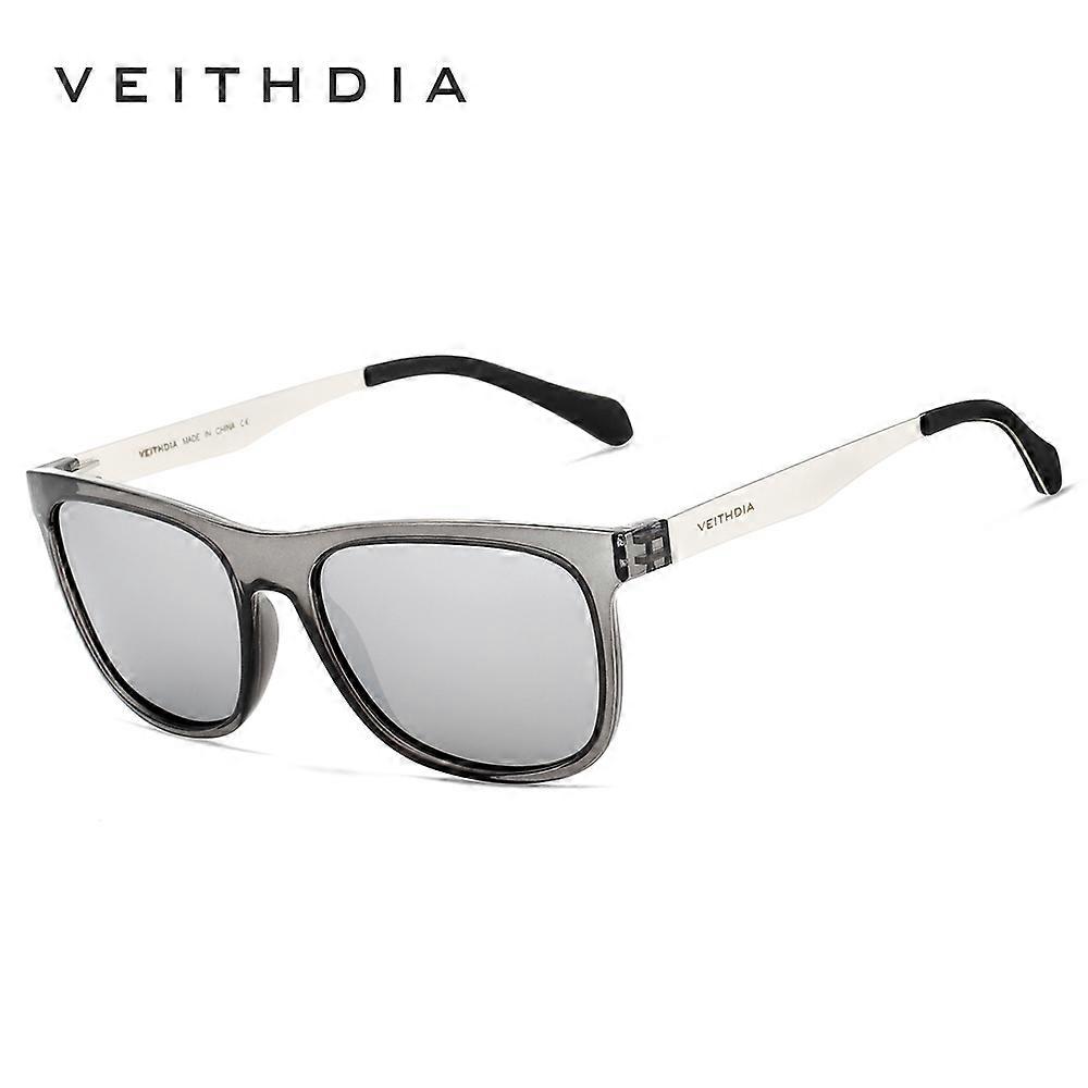 VEITHDIA Sunglasses Square Retro Vintage Polarized UV400 Lens Eyewear Sun Glasses For Men/Women 6110 -Stainless Steel + TR90