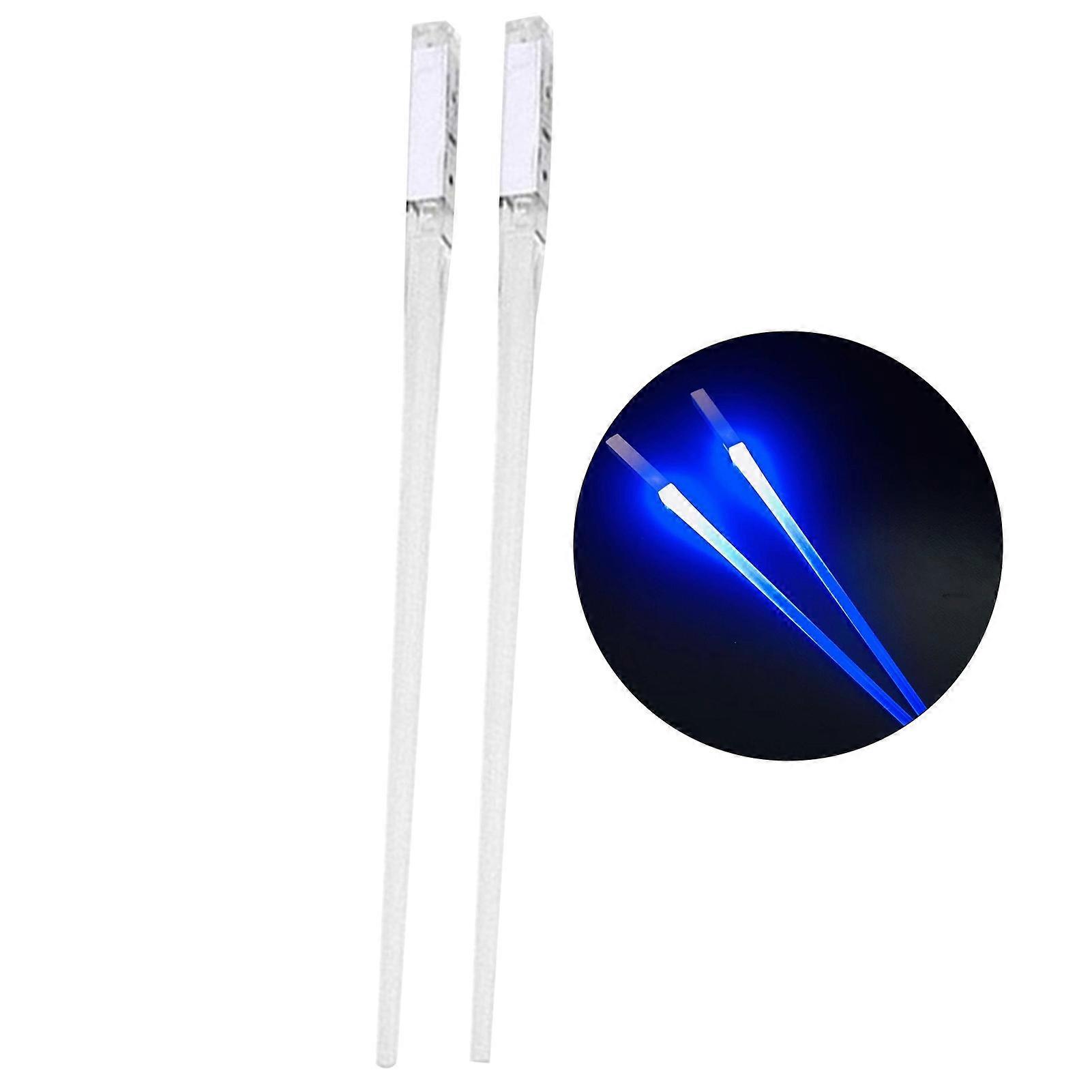 1 Pair Food Chopsticks Reusable Food Grade Smooth Surface Eye-catching LED Illuminated Wear-resistant Lightweight BPA Free LED Luminous Chopsticks Kit