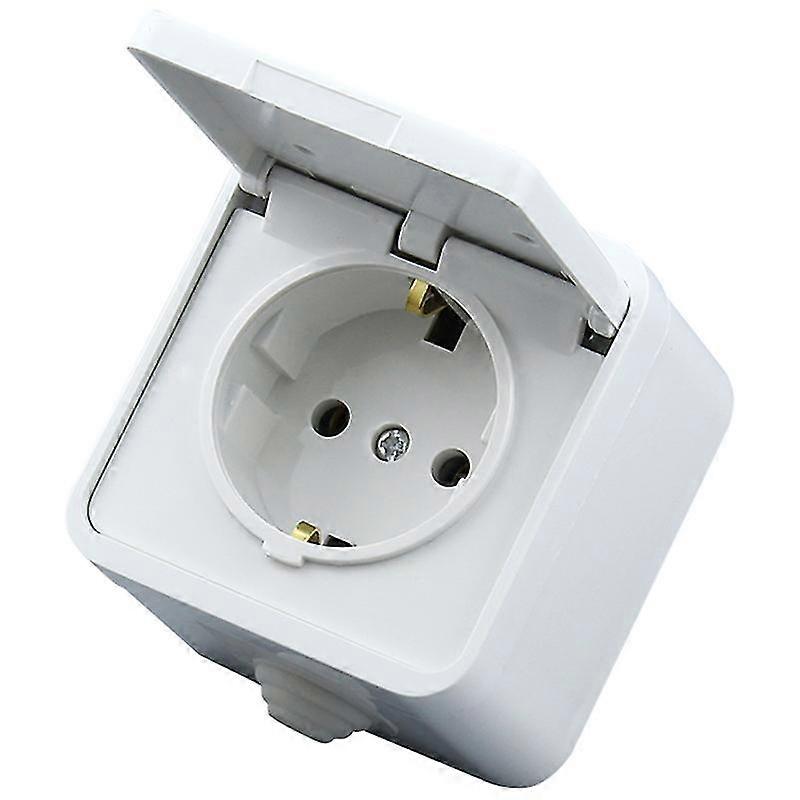 White Ip44 Recessed Socket For Indoors And Outdoors, With Seal, Hinged Cover, Socket With Reinforced Protective Contact