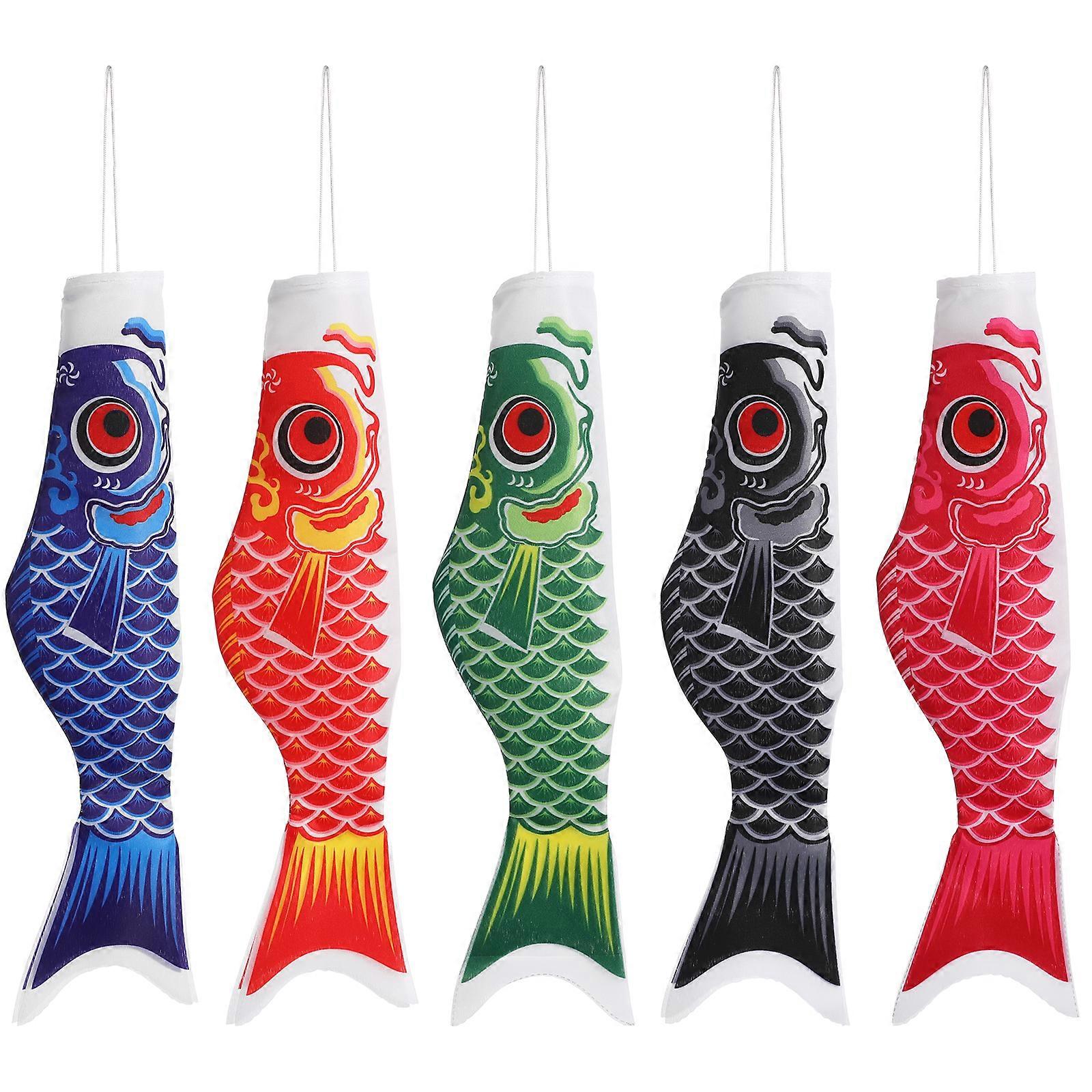 5pcs Carp Shape Flags Japanese Style Carp Shape Flags Delicate Flag for Home Party Decoration 40cm