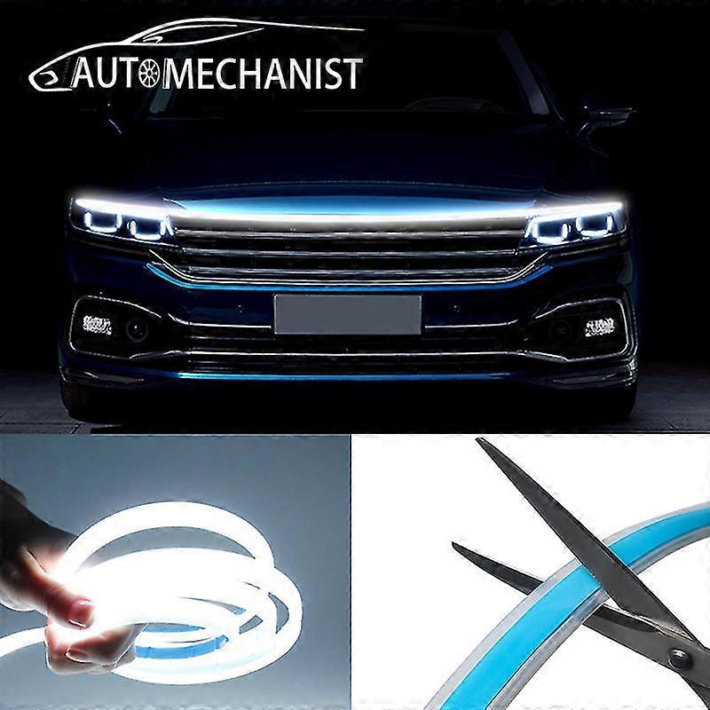 Automechanist Led Decoration Lights For Car Hood Flexible Daytime Running Light Strip Universal Decor Lamp Start-scan