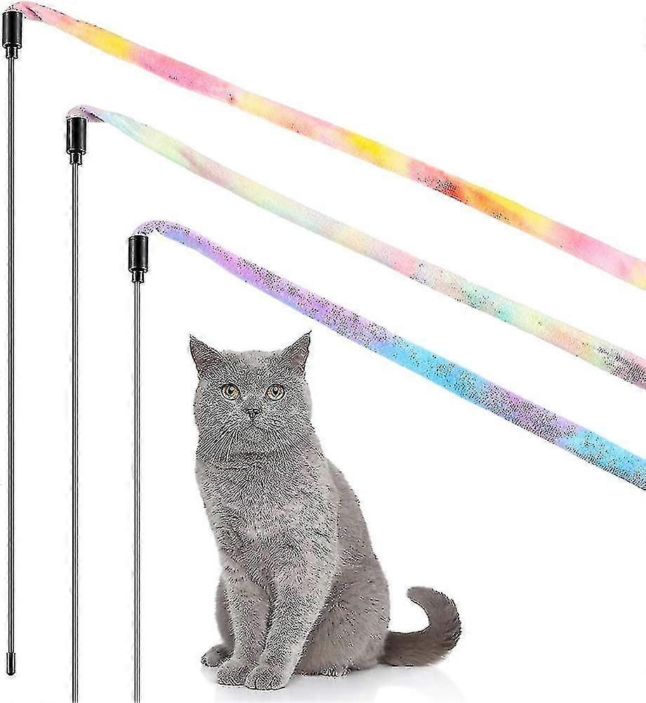3 Pieces Jungle Cat Wand Cat Teaser Charmer Interactive Cat Toys Wand Fun Cat