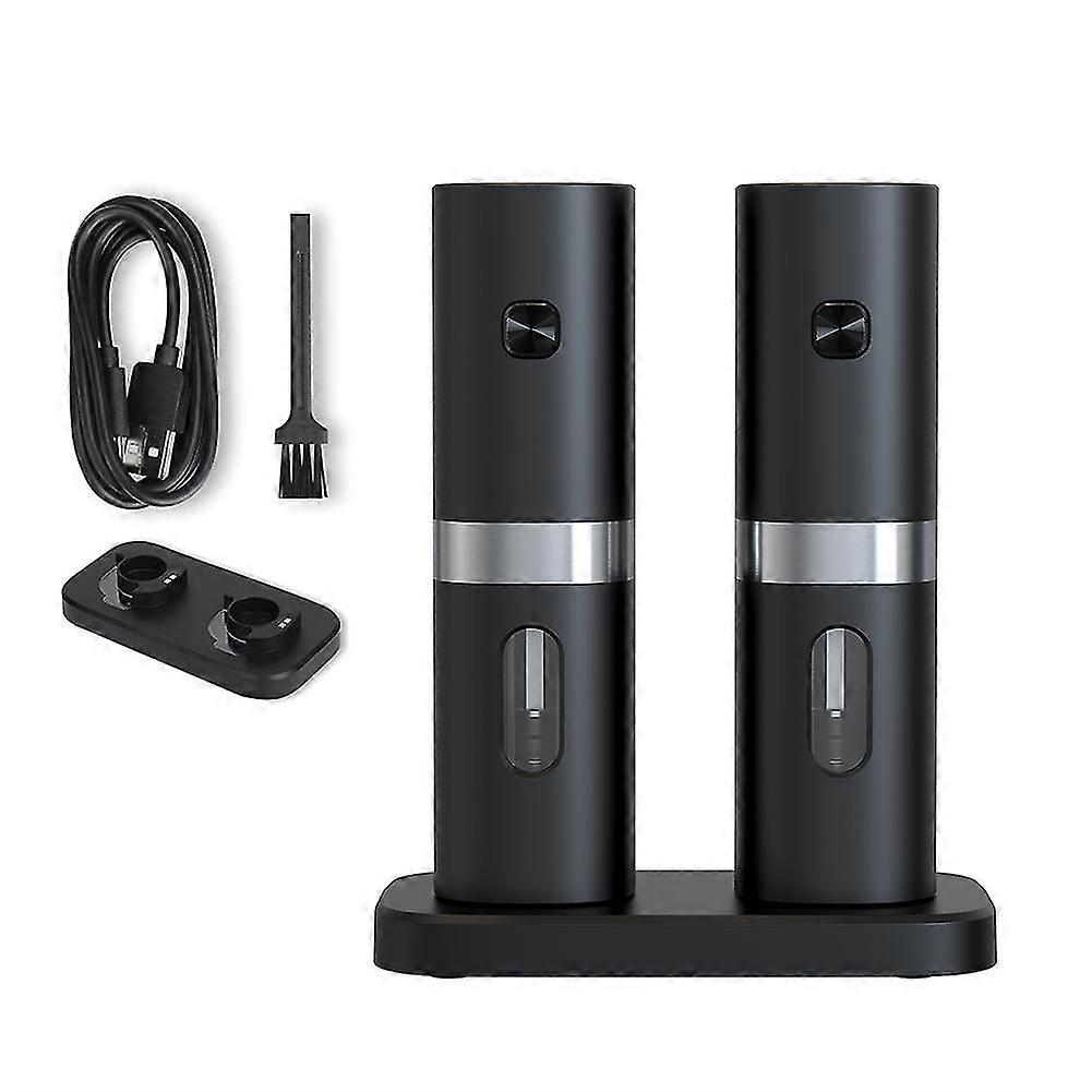 Electric Automatic Salt And Pepper Grinder Set With Rechargeable Base 2 Adjustable Coarseness Porta