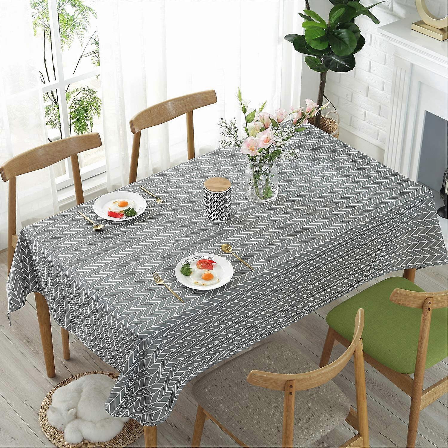 Tablecloth Rectangular Cotton Linen Tablecloths Arrow Pattern Dustproof Washable Tablecloth