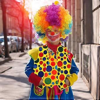 Kit Accessoires Clown 5 Pièces - Perruque Arc-en-Ciel, Nez Rouge, Nœud Papillon, Gants - Pour Halloween, Carnaval
