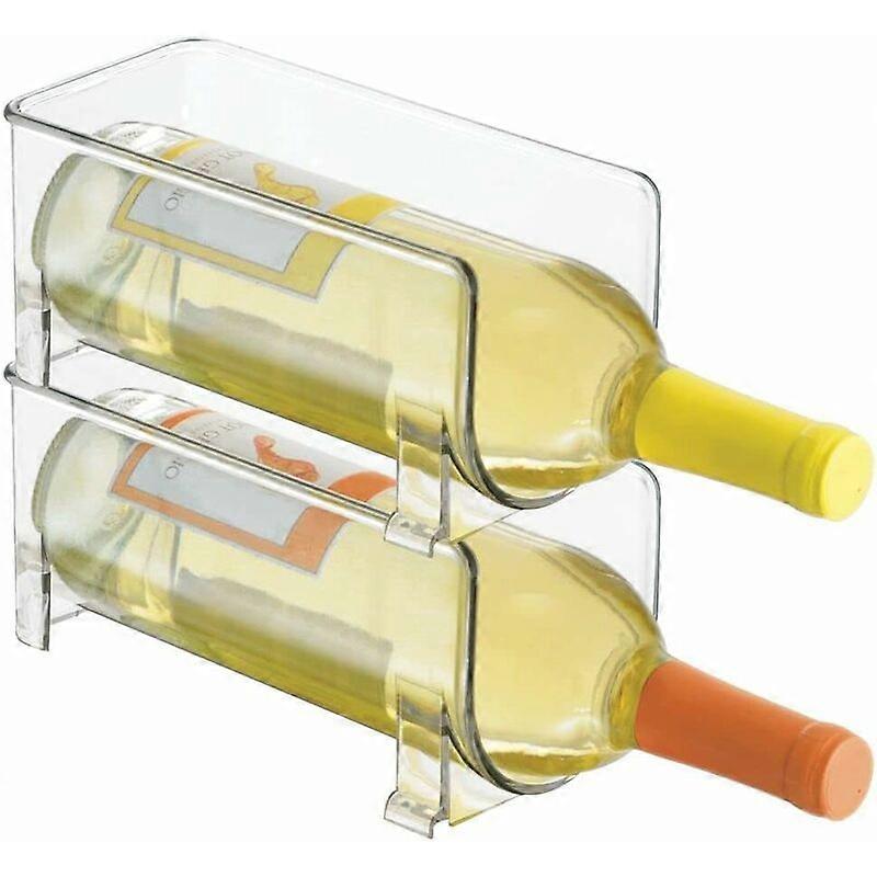 wine rack set of 2 - plastic stackable wine rack for bottles of wine, sodas or other drinks - modern wine rack for 1 bottle - transparent