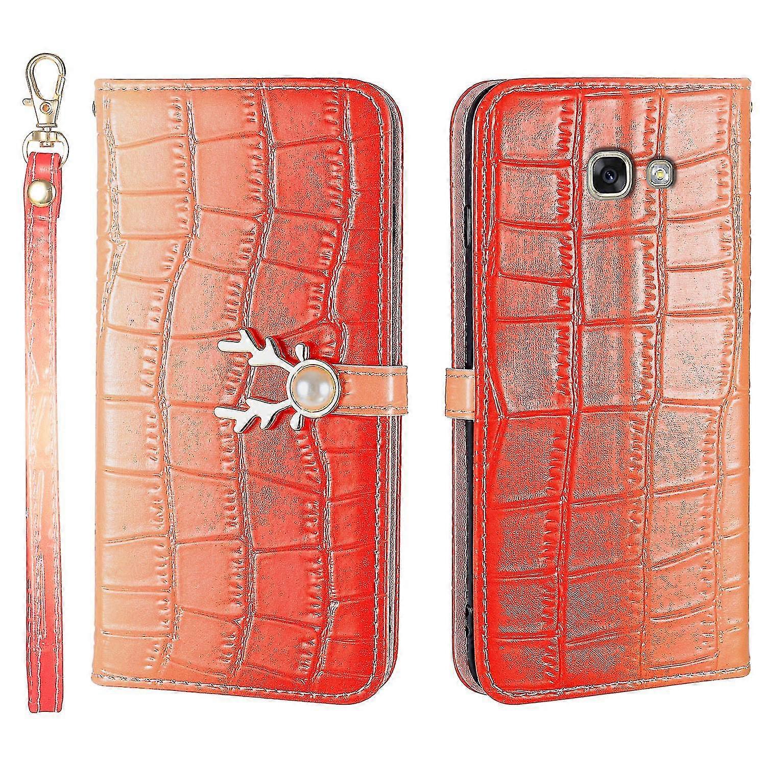 Elk Pattern Phone Case For Samsung Galaxy A5 2017 With Card Holder, Lanyard, Pu Leather Material, Wallet Function, Corner Fall Protection