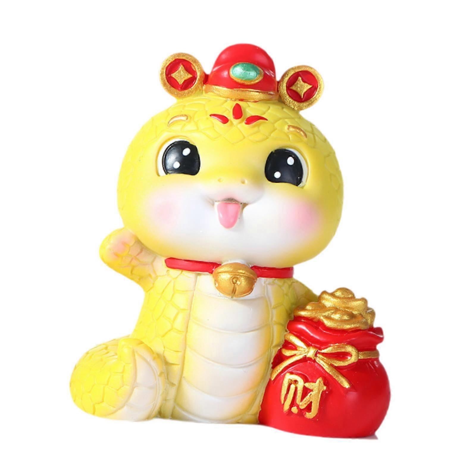 Cartoon Snake Statue Collectible Desktop Ornament for Bookshelf Desk Bedroom Style A