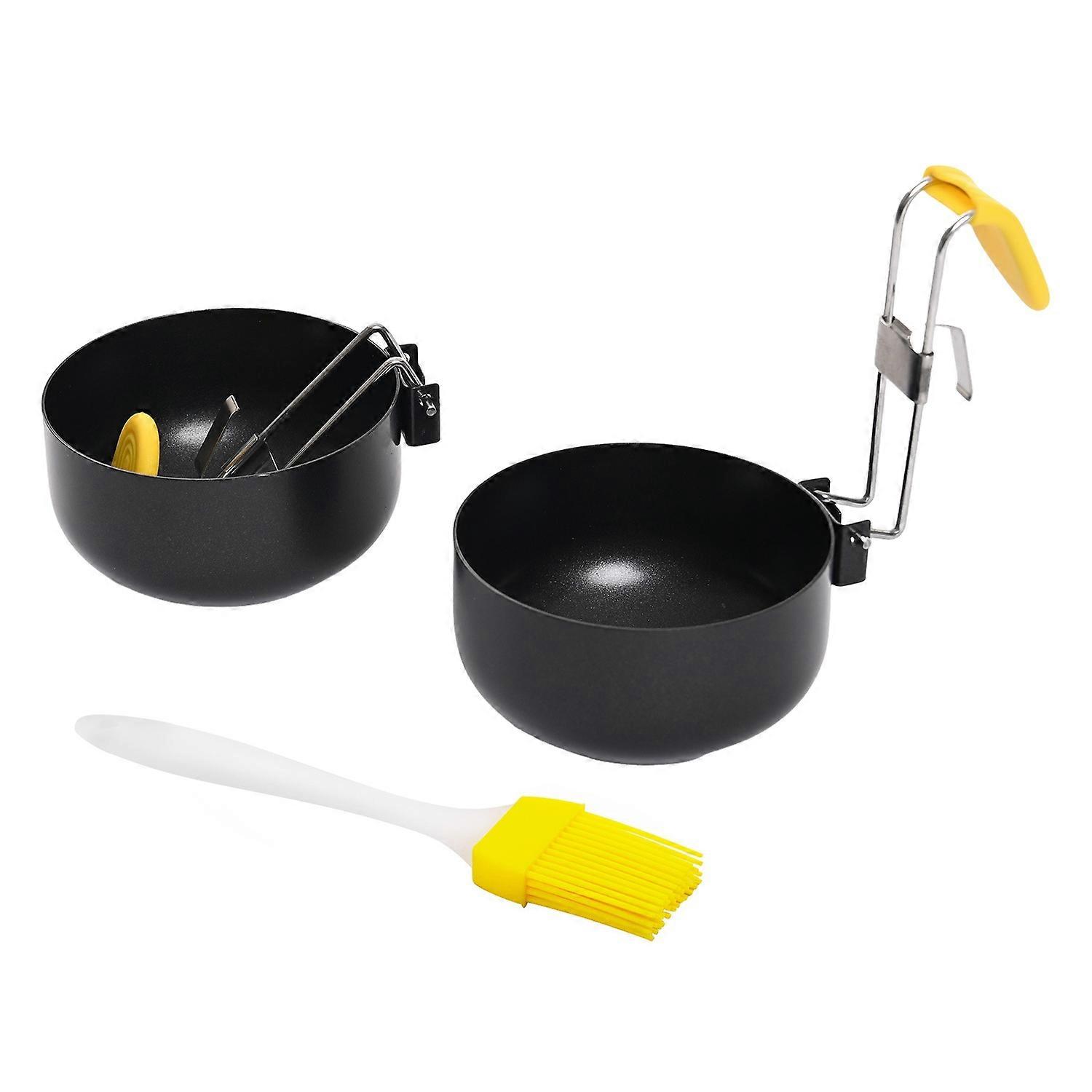 1/2Pcs Egg Cooker Ring Set Large Capacity Egg Molds with Removable Handle Non-Stick Silicone Cover