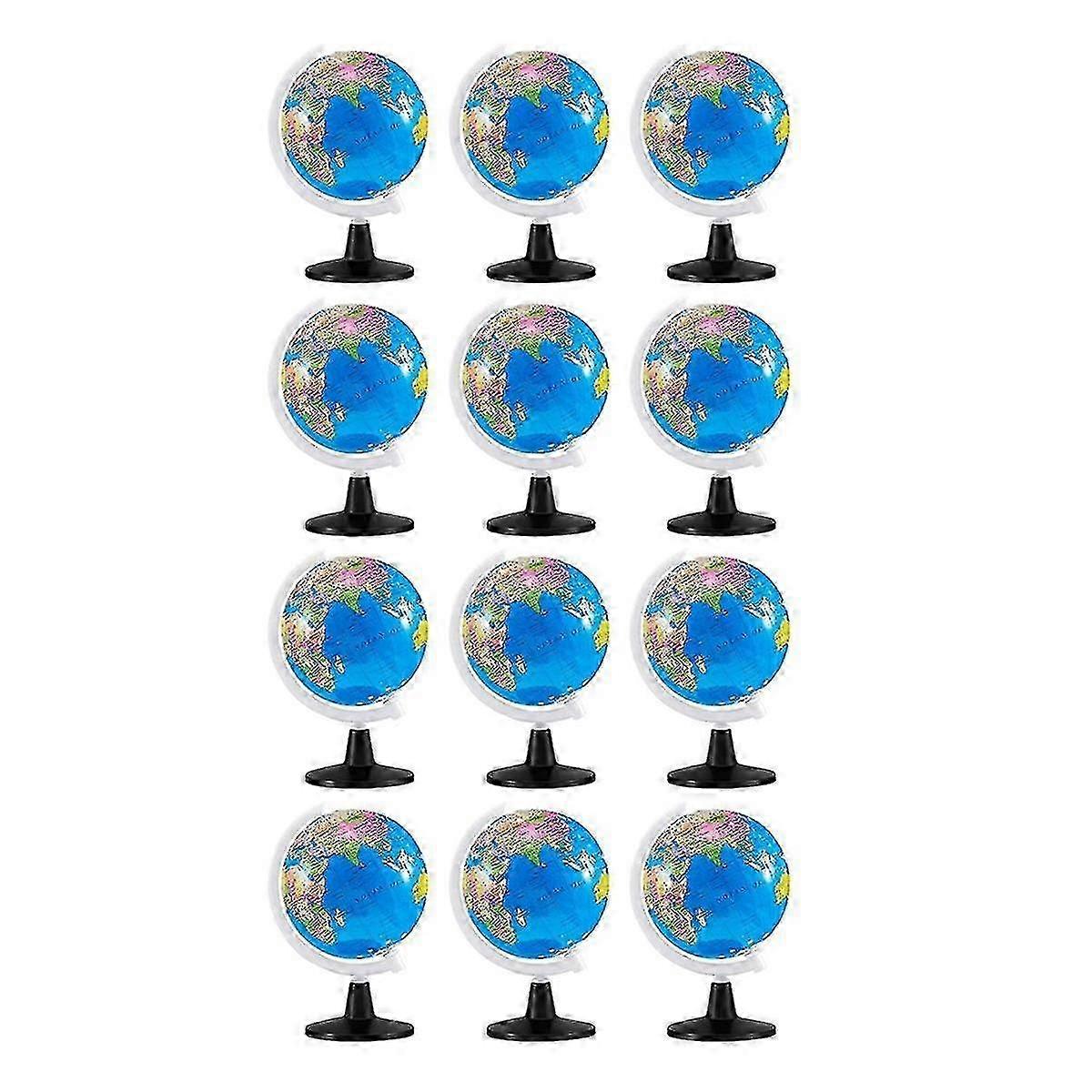 12 Pcs World Globe For Kids Learning Rotating World Map Globes Educational Globes With Stand 3.4 Inches