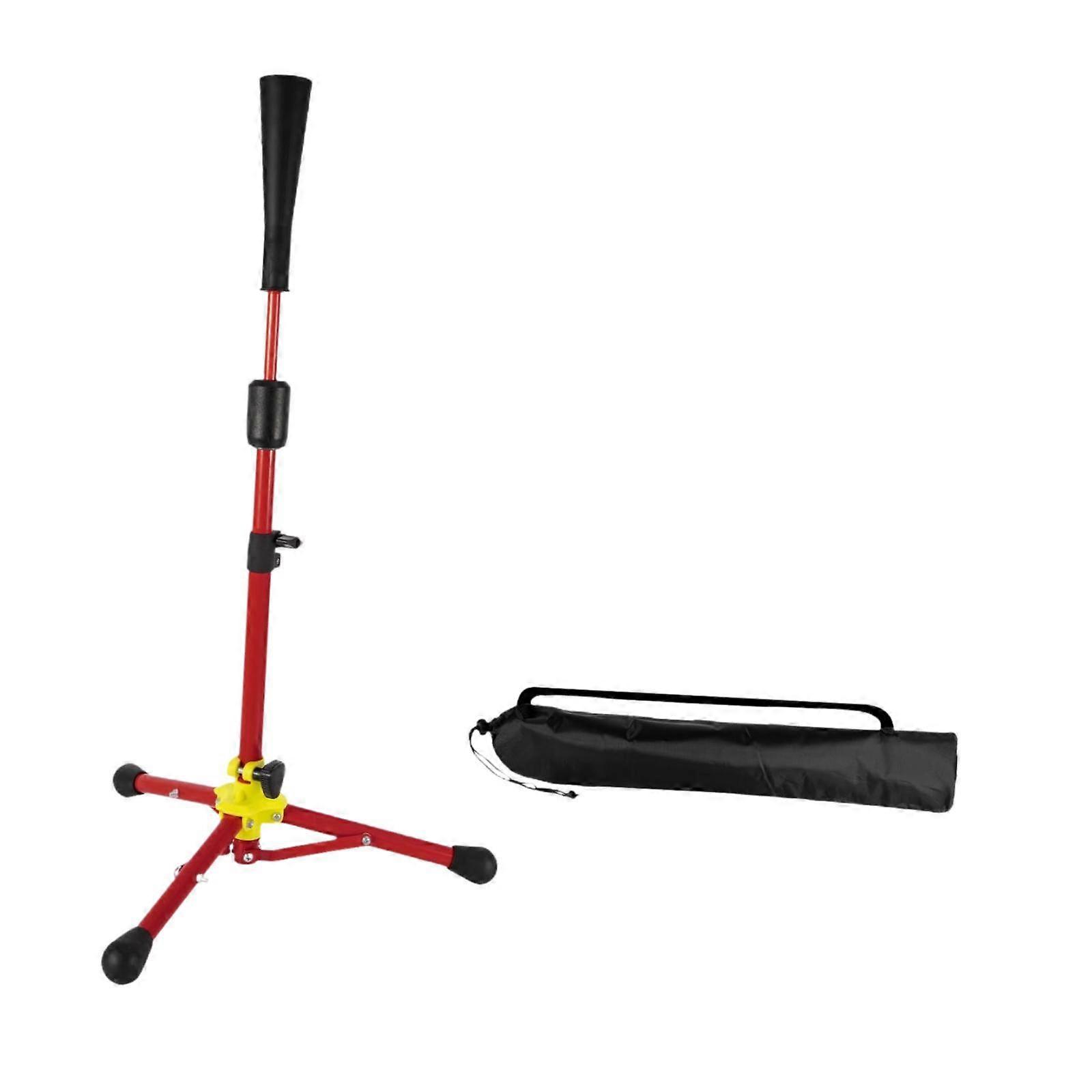 Baseball Batting Tee Adjustable Height with Bag Training Equipment Tee Stand Red