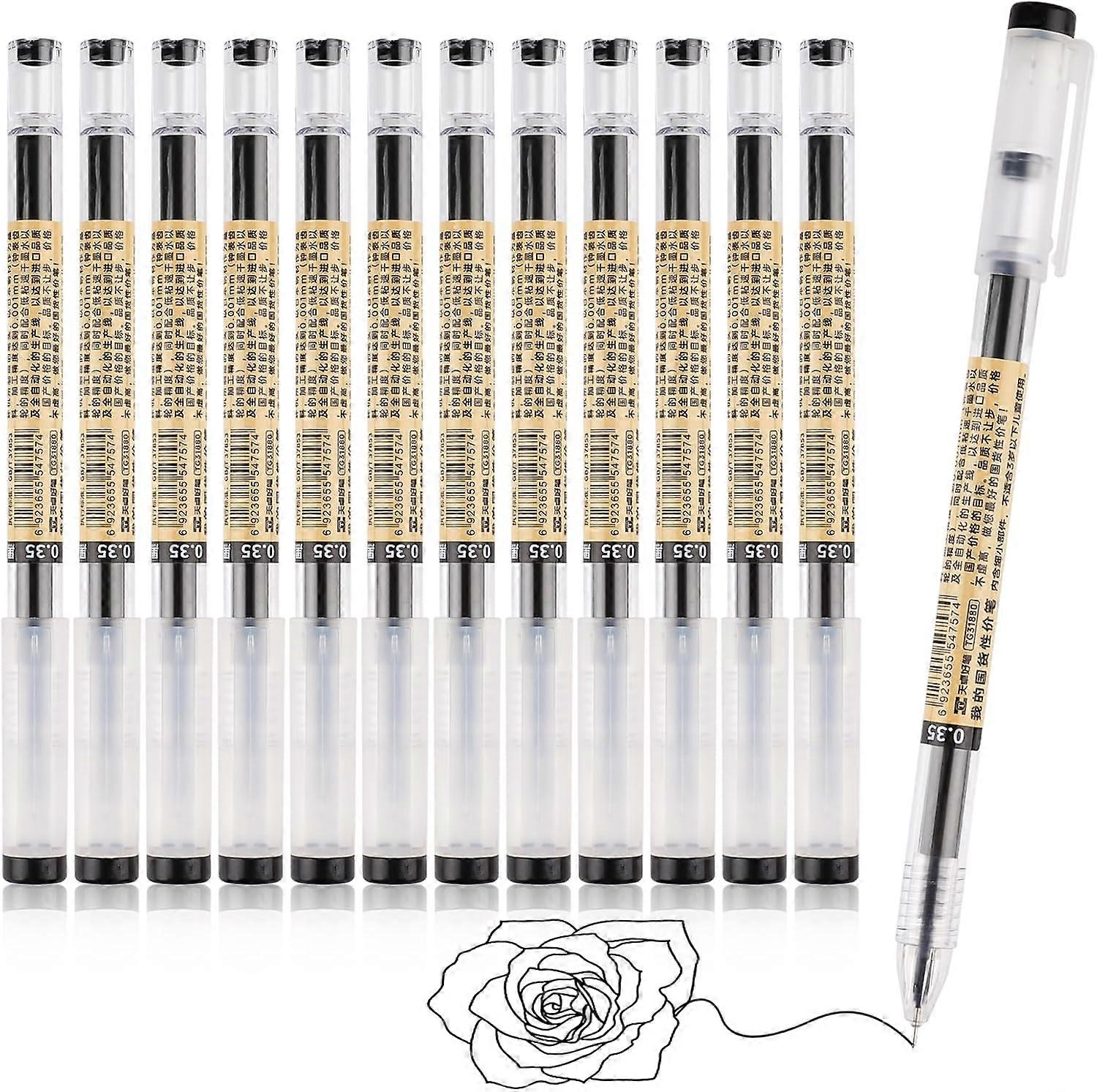 12pcs quick drying black neutral pen -0.5mm