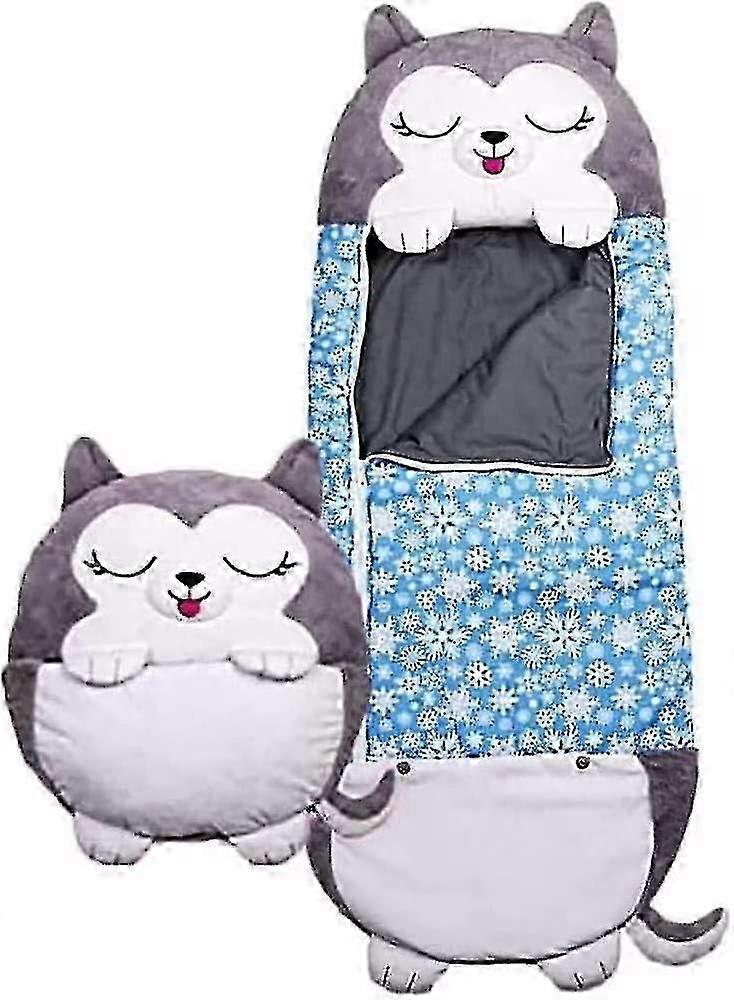 Saco de dormir para crianças, saco de dormir macio e fofinho, saco de dormir 2 em 1 com travesseiro, saco de dormir dobrável para animais
_CP