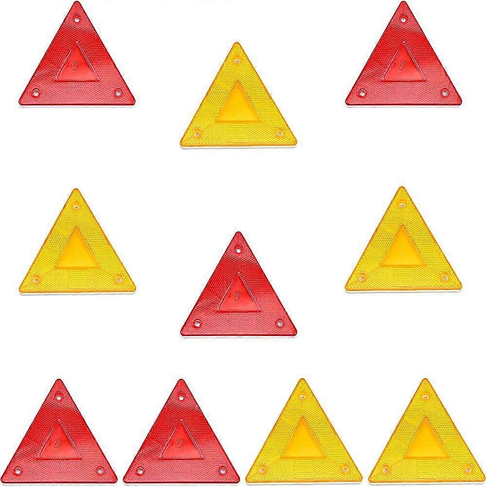 10Pcs 2 Colors Slow Moving Vehicle Sign Triangle Plastic Reflector Vehicle Warning Sign for Truck Mixed Color 131x150x6.5mm Hole: 5mm 5pcs/color