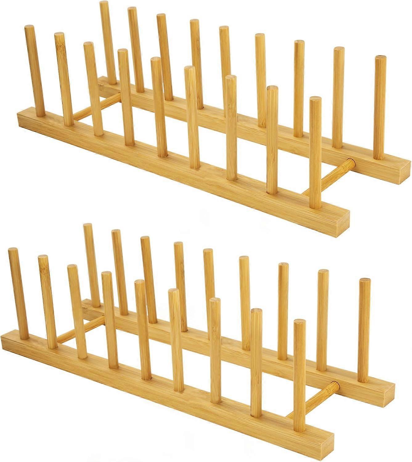 Bamboo Dish Plate Drying Rack - Eco-Friendly Multi-Function Kitchen Organizer, Space-Saving Design, Natural Wood Material