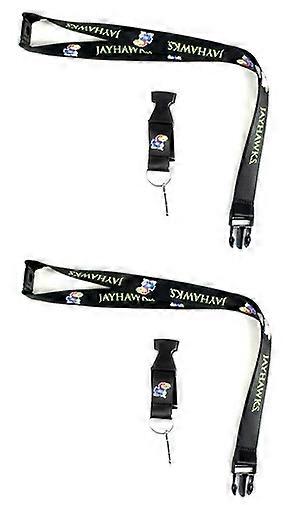 Kansas Jayhawks NCAA Black Neon Lanyard 2 Pack