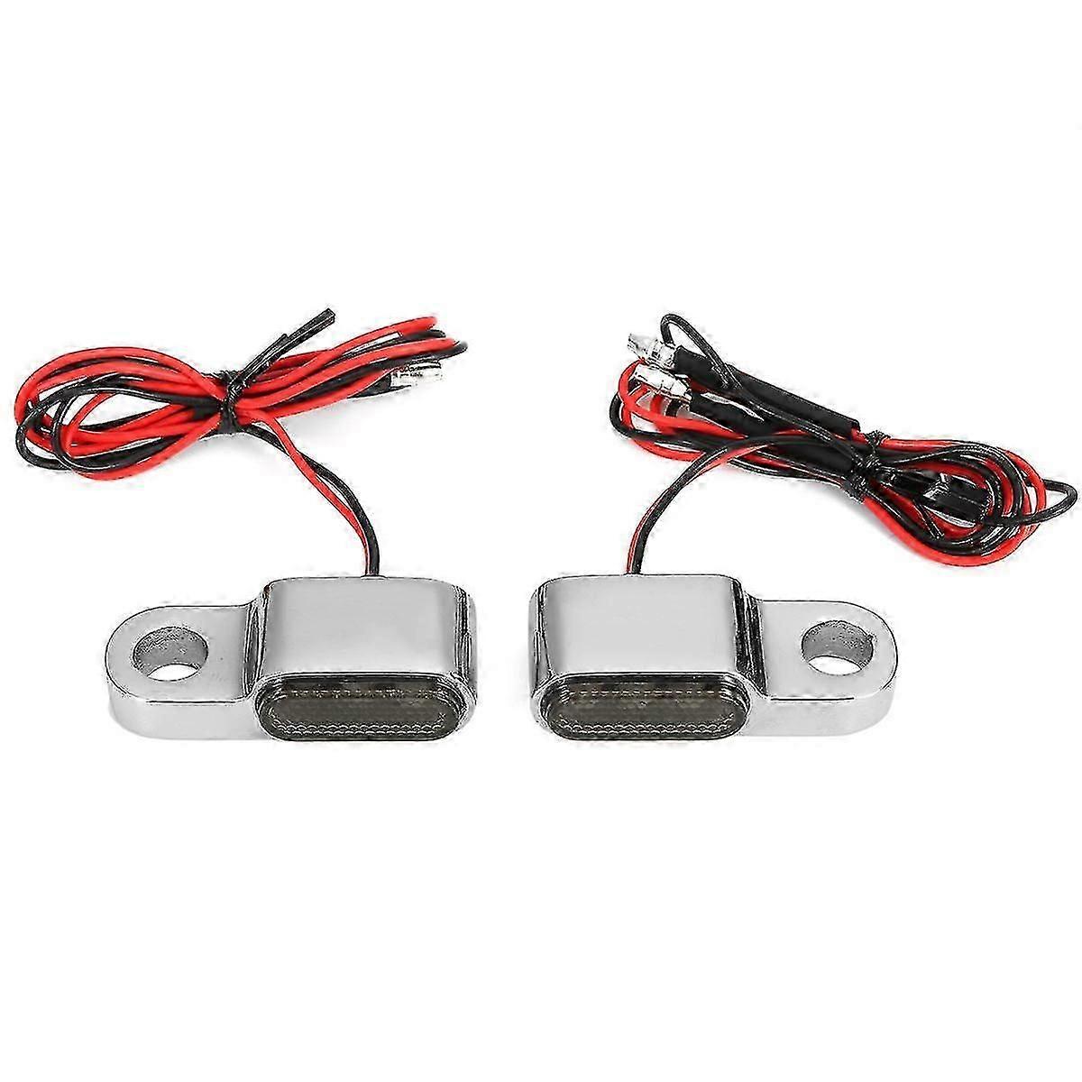 Pair 12v Motorcycle Indicators Led Turn Signal Light Handlebar Amber Signal Lamp Blinker Aluminum Alloy Black/chrome