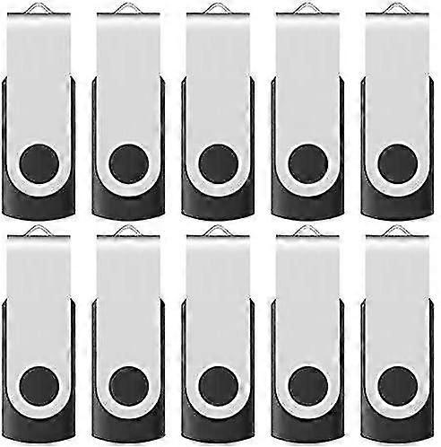 16gb Usb 2.0 Flash Memory Sti Drive Swivel Thumb Drives Bulk 10 Pa, With Led In, ( Bla )