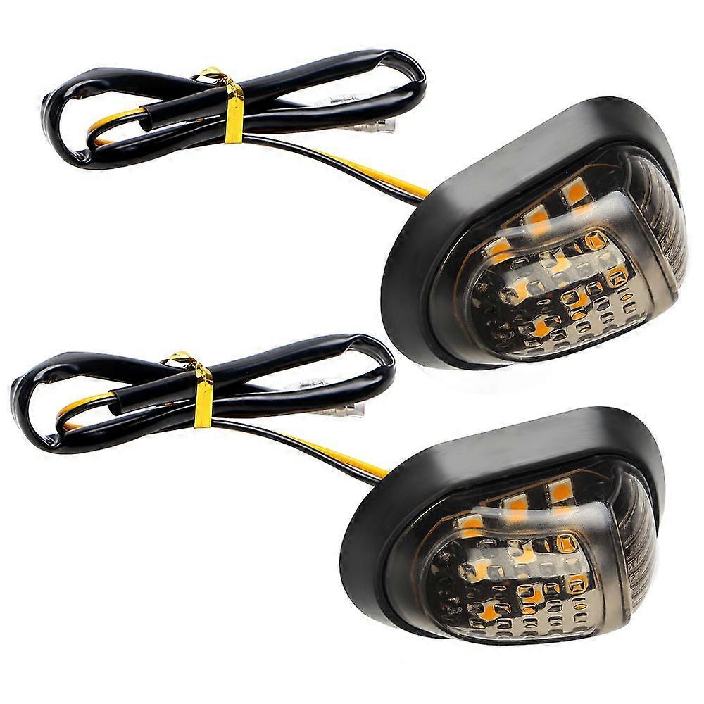 2Pcs 12V 9 LED Motorcycle Turn Signal Light Piranha Light Flasher Turn Light Motorbike Indicators Blinker Yellow Lighting