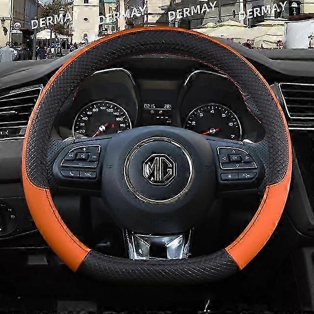 Για Mg Hs Zs Ev Mg3 3sw Mg5 Mg6 Mg7 Zr Ehs Ezs Gt 9 χρώματα Κάλυμμα τιμονιού αυτοκινήτου Pu αντιολισθητικά Auto Accessories D σχήμα πορτοκαλί