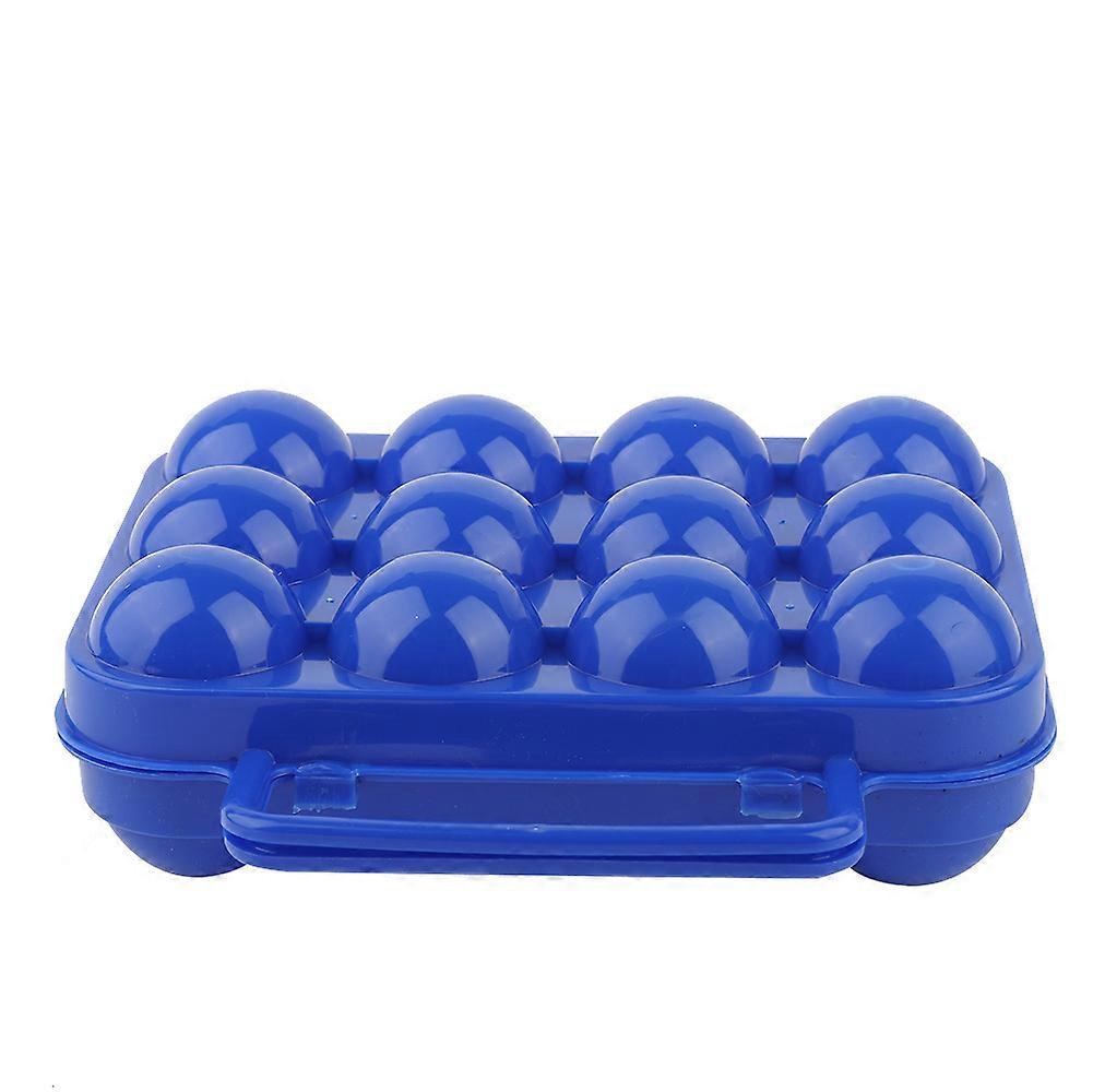 Double Side Plastic Egg Tray Storage Box Case Holder Container  with Handle for 12 Eggs(blue)