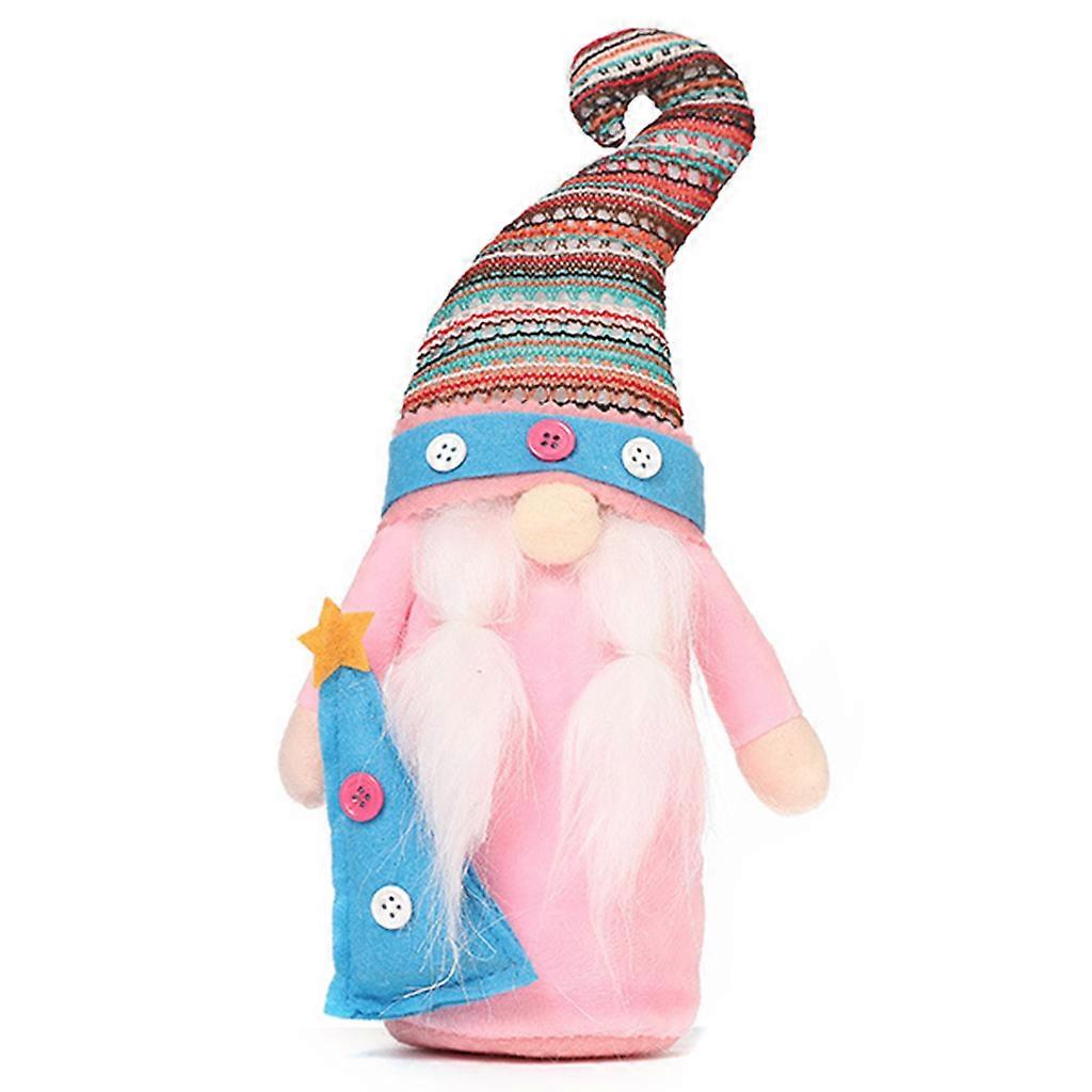 Christmas Colorful Gnome Plush for Doll Buttons Tree Star Stuffed Elf Ornament D