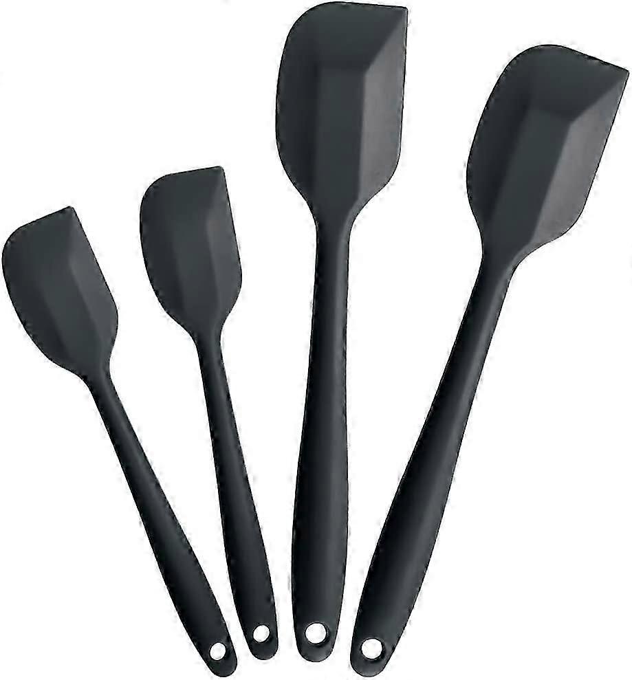 Set di 4 spatole in silicone, utensili da cucina con anima in metallo resistente al calore fino a 230 ° C (4 pezzi neri)