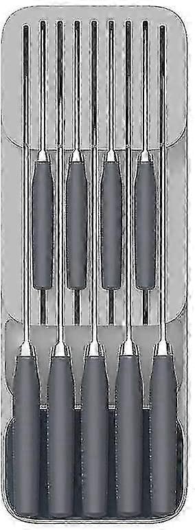 Drawer Knife Rack, Kitchen Knife Storage - Plastic, Gray