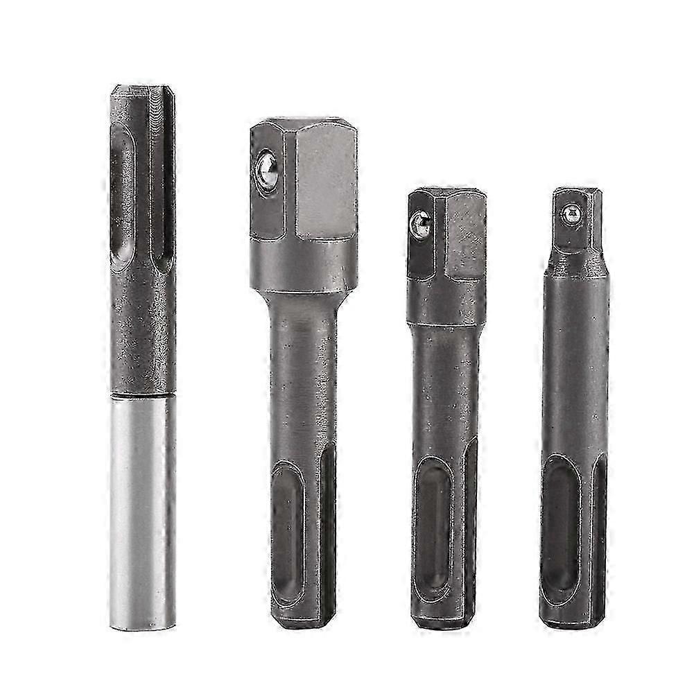 Sds Plus Shank To 1/4" Hex Socket Adaptor + 1/4" 3/8" 1/2" Squares Drill Bit Holder Extension Connector