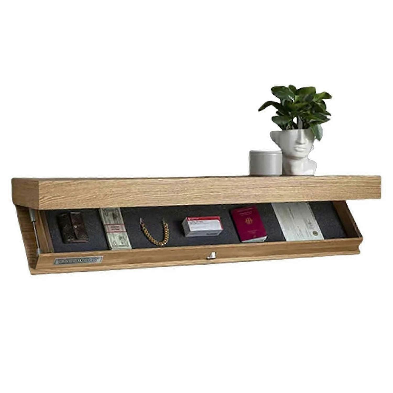 Wall Mount Floating Shelf Hidden Storage Box Secret Compartment Organizer for Home Office - Black