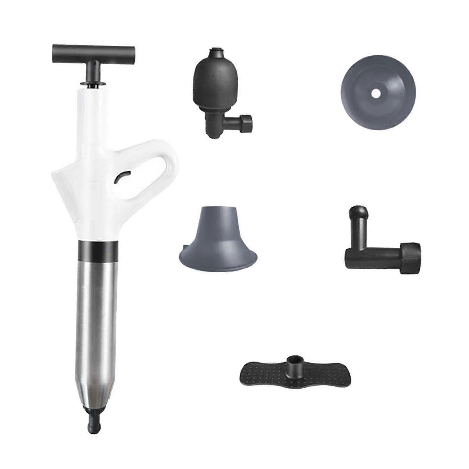 Toilet Plunger, High Pressure Air Drain Pipe Plunger with 4 Attachment, Sink
