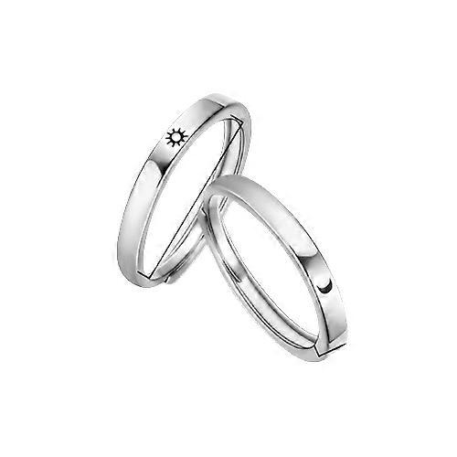 2PC/Set Κυρ Φεγγάρι Ζευγάρι Δαχτυλίδια Σετ Για Γυναίκες Άνδρες Ασημί Χρώμα Φεγγάρι Ήλιος Αγάπη Καρδιά Δαχτυλίδια Γάμος Αρραβώνας Ημέρα του Αγίου Βαλεντίνου Κοσμήματα
