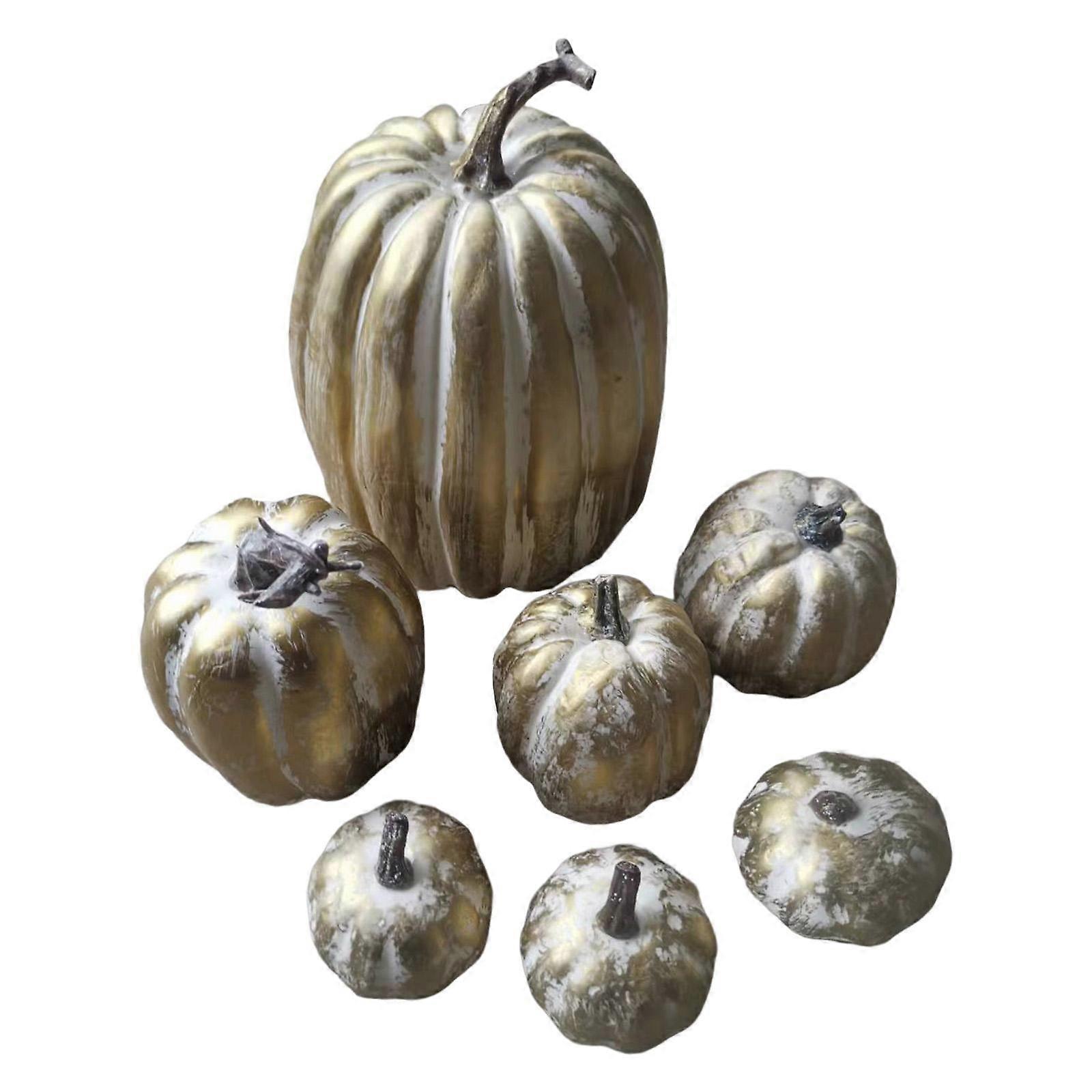 7Pcs Assorted Artificial Pumpkins Fall Harvest Decorating Decorative Fireplace