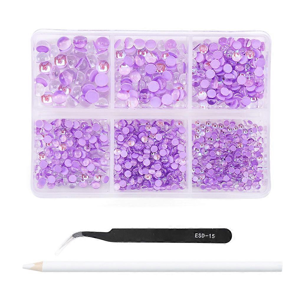 Magical Neon Non Hotfix Glass Rhinestones Set Luminous Color Flatback Nail Strass DIY Accessory with Dotting Drill Tool purple