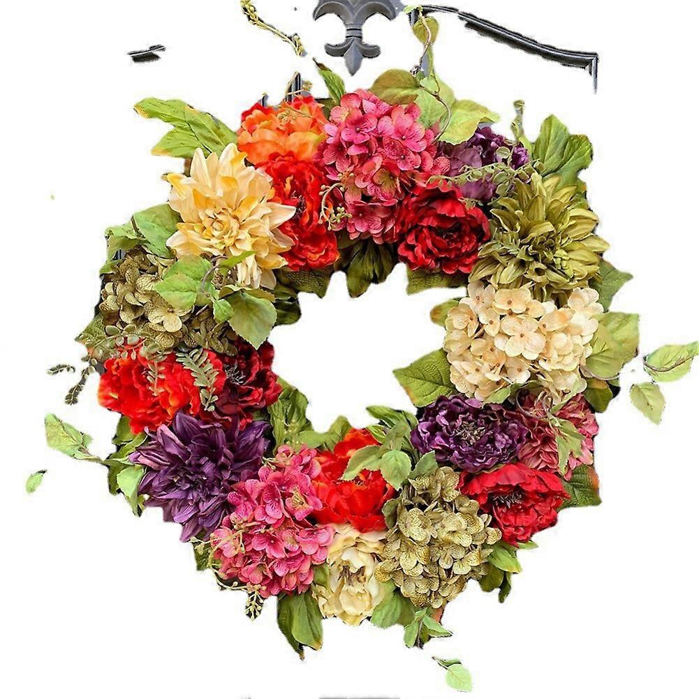 45cm Outdoor Artificial Ball Flower Wreath Garland Imitation Hydrangea Wall Hanging Wreath Home Garland Front Door Decoration